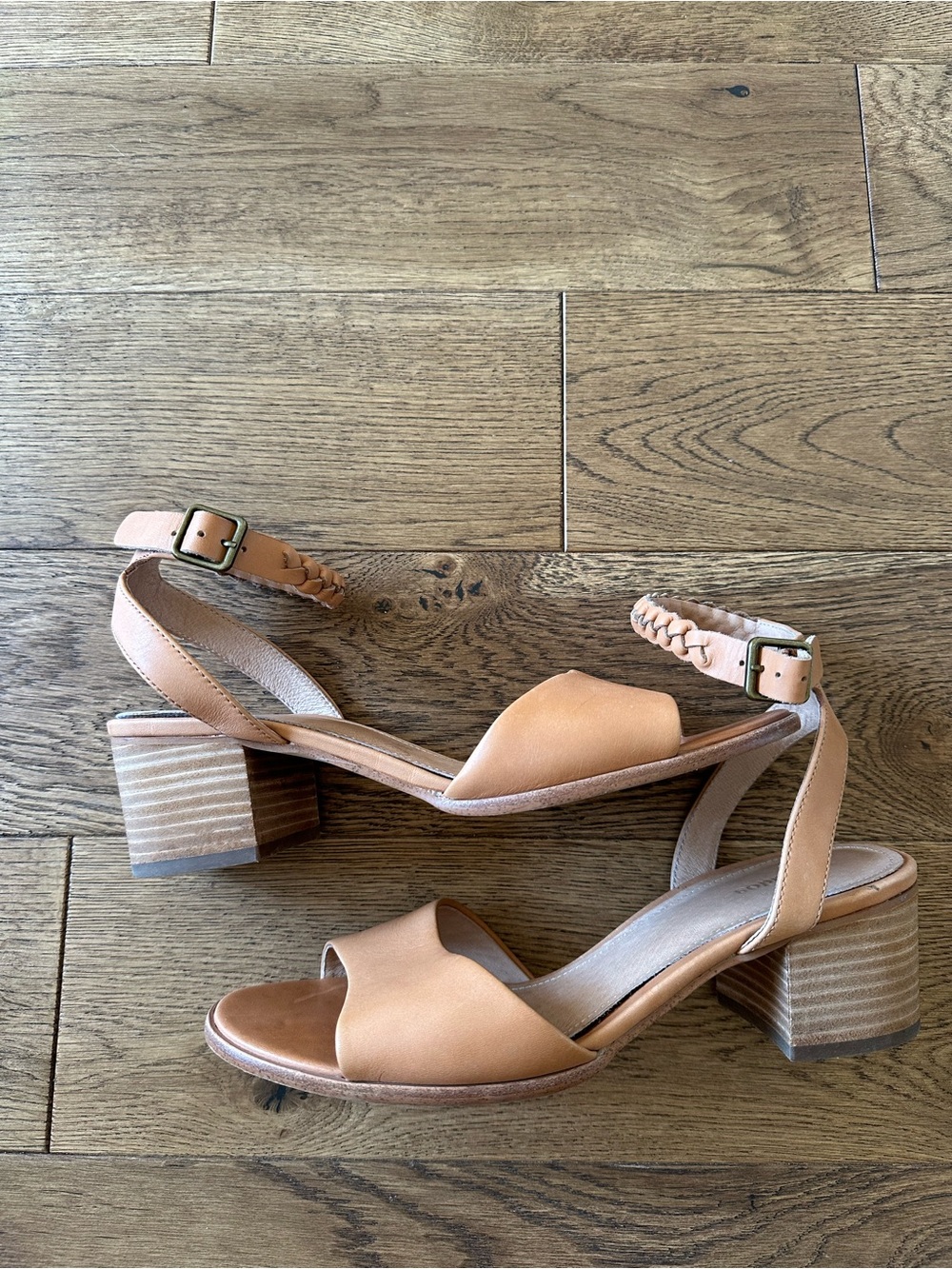 Soludos Leather Sandals Heels Braided Strap Sz 9.5